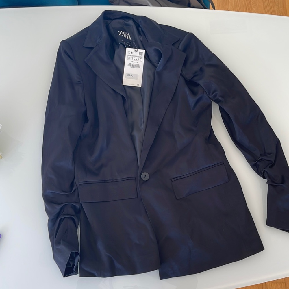 Zara ruched satin effect blazer